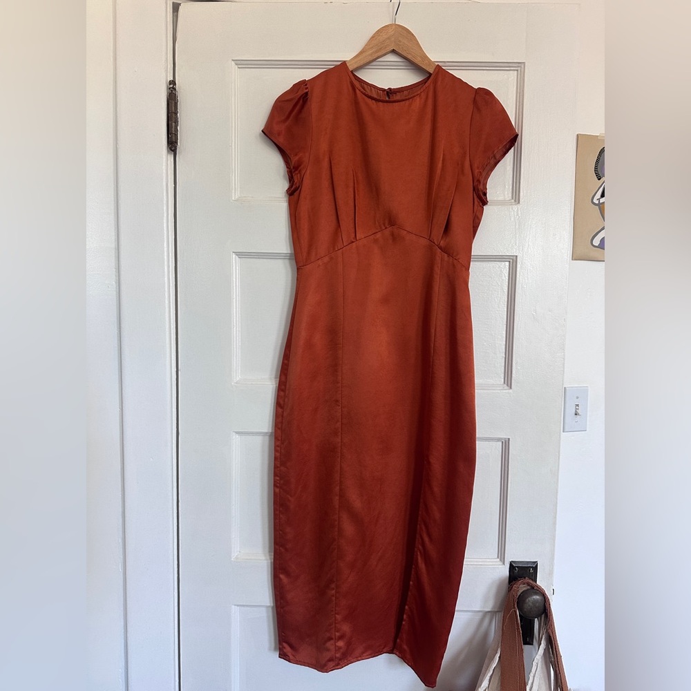 Whimsy + Row Cassi Midi Dress in Rust
